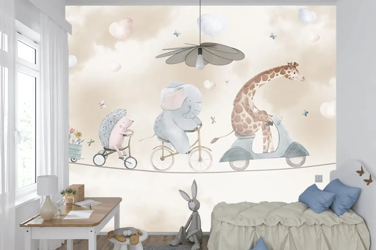 Sevimli Safari Hayvanları Duvar Kağıdı Çocuk Odası Çocuk Odası Duvar Kağıdı