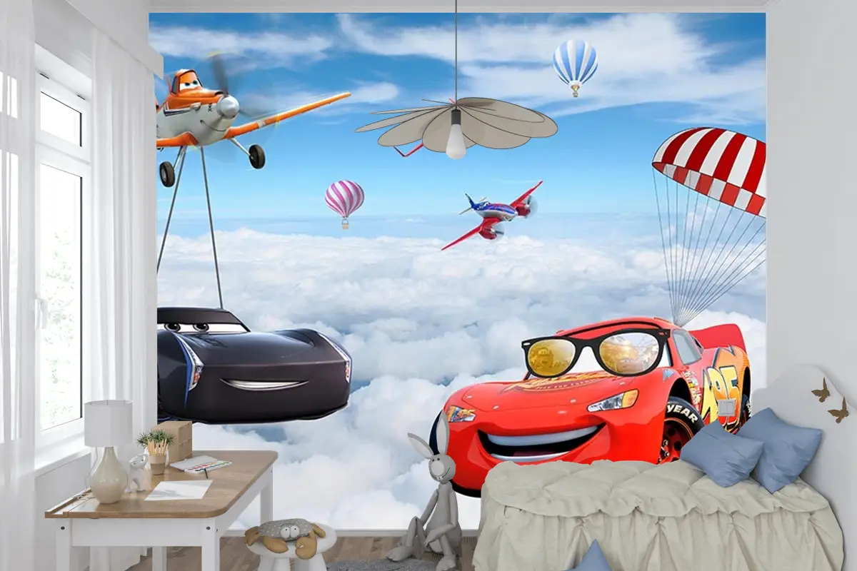 Şimşek Mcqueen Özel Tasarım Çocuk Odası Duvar Kağıdı