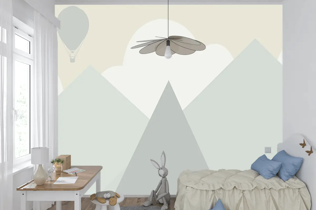 Soft Renk Dağlar Çocuk Odası Duvar Kağıdı