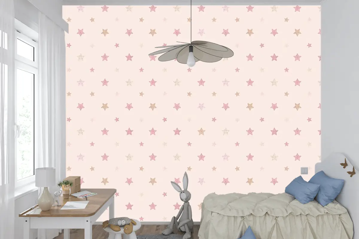 Soft Renk Yıldızlar Çocuk Odası Duvar Kağıdı