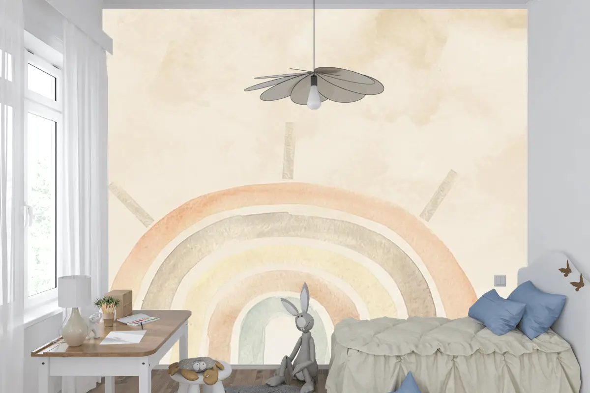 Soft Renkler Gökkuşağı Çocuk Odası Duvar Kağıdı