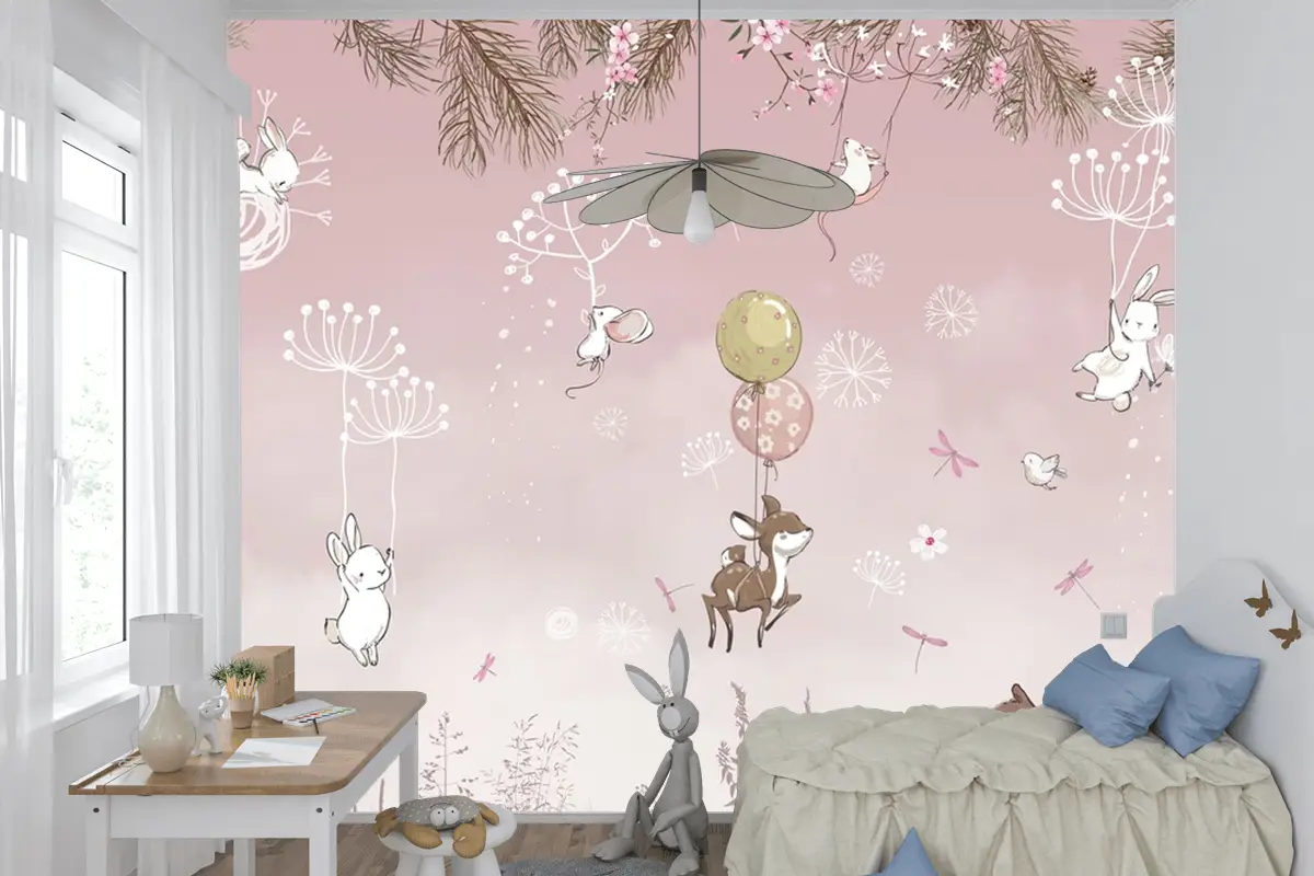 Tavşan Geyik Ayı Sevimli Hayvan Çocuk Odası Duvar Kağıdı Tavşan Geyik Ayı Sevimli Hayvan Çocuk Odası Duvar Kağıdı