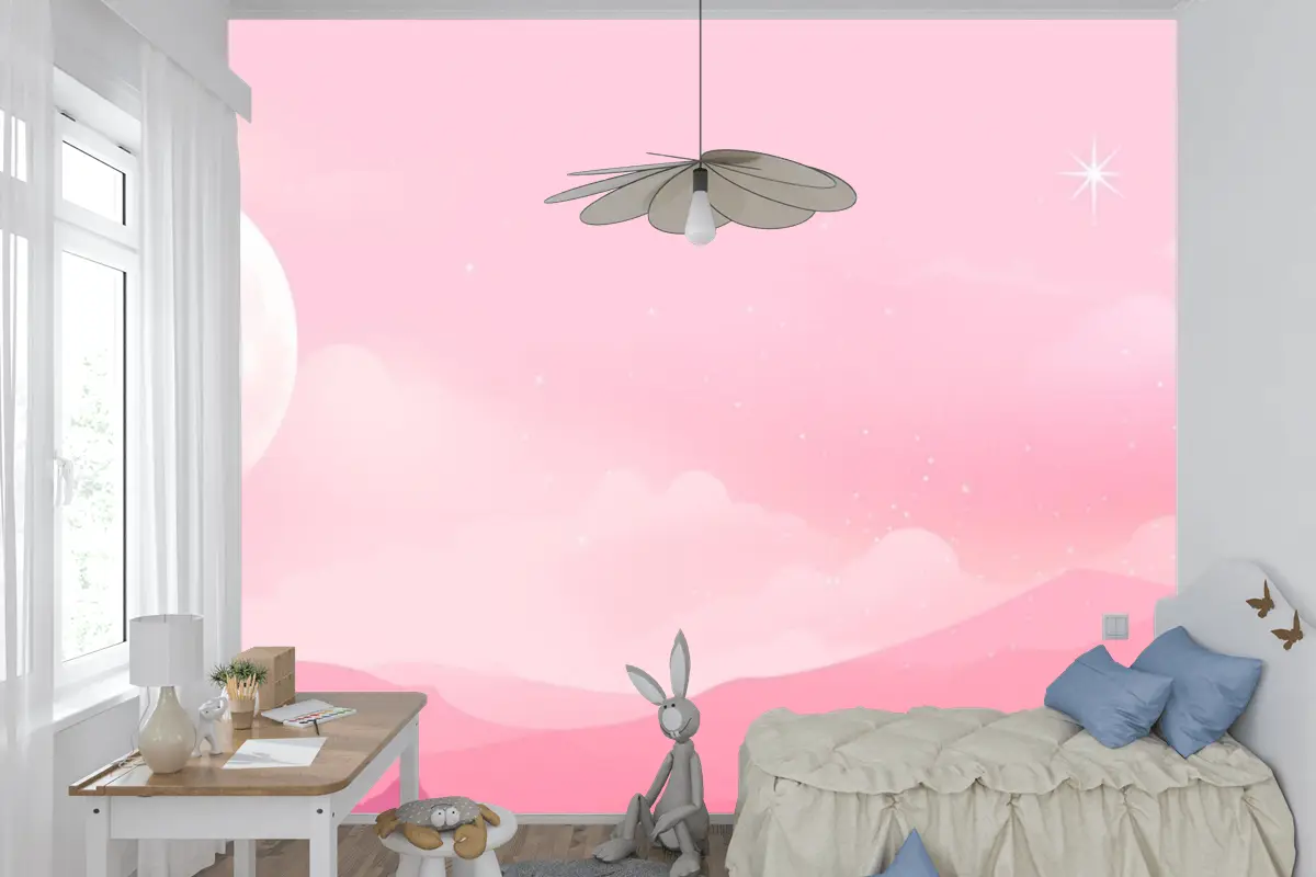 Ay Gökyüzünde Çocuk Odası Duvar Kağıdı