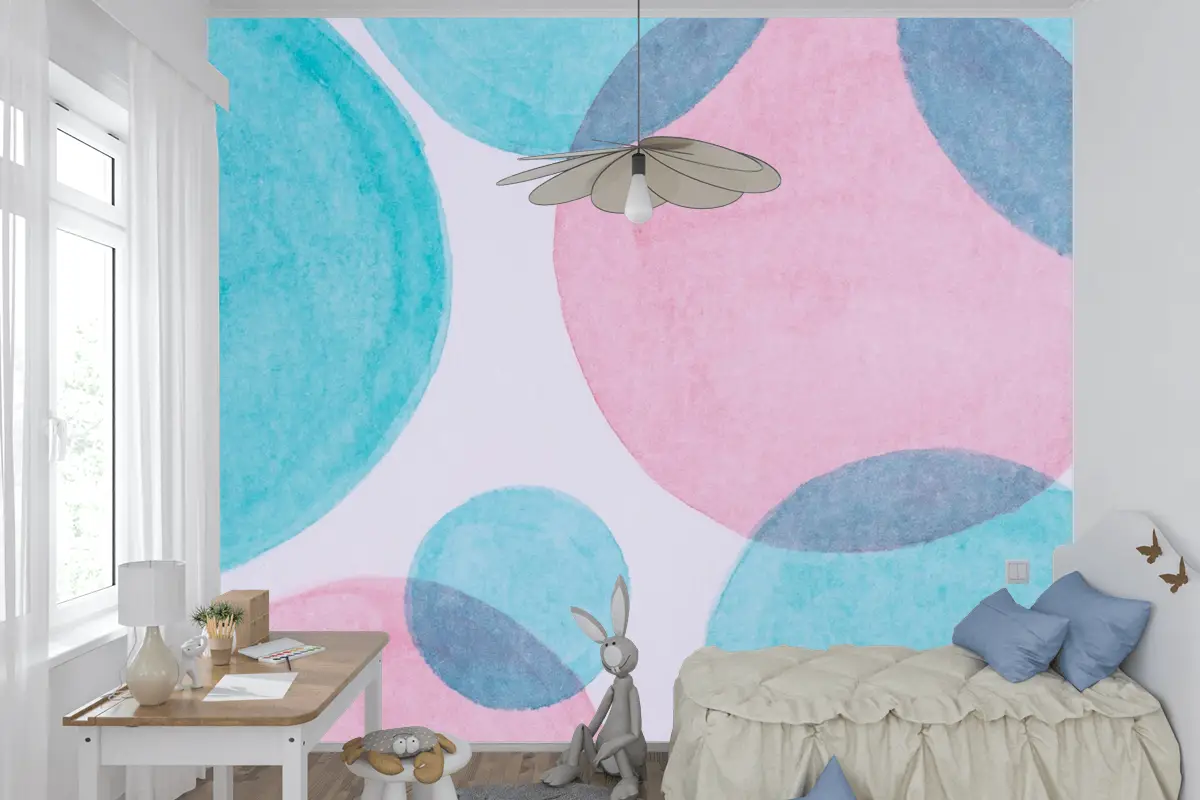 Üstten Görünüm Kağıt Çocuk Odası Duvar Kağıdı Duvar Üzerine Suluboya Boya