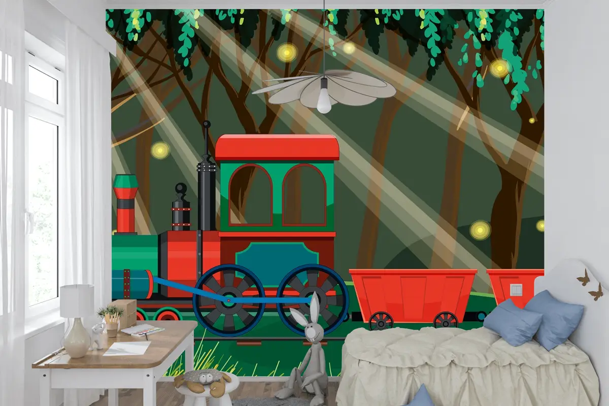 Doğal Sahne Çocuk Odası Duvar Kağıdı  Ile Tren