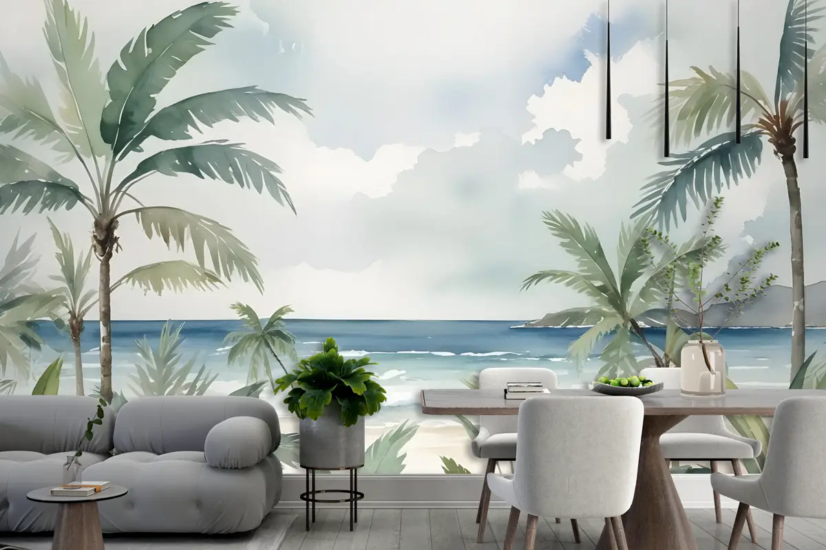 Tropikal Plaj Manzaralı Duvar Kağıdı 