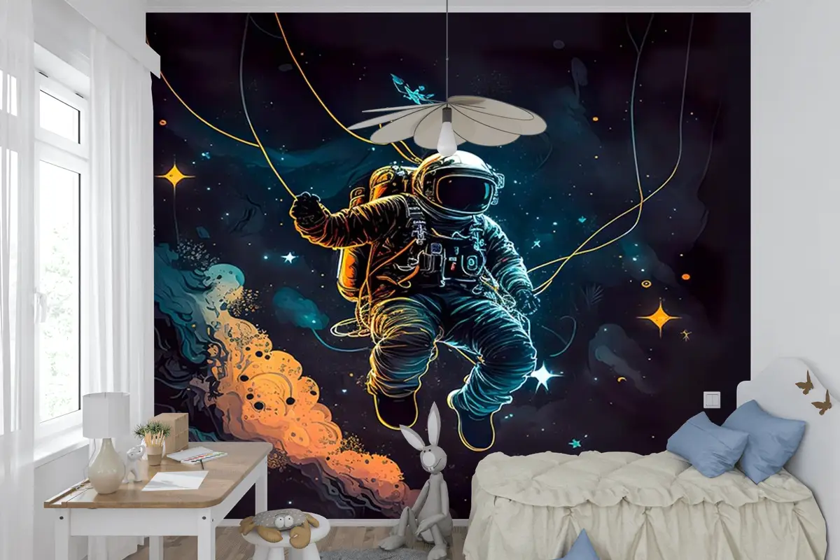 Uzay Astronot Çocuk Odası Duvar Kağıdı