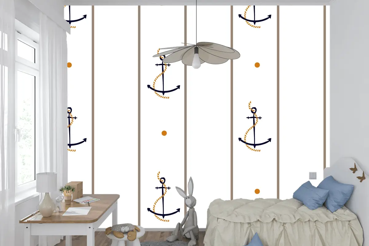 Vektör Kesintisiz Retro Desen Çocuk Odası Duvar Kağıdı