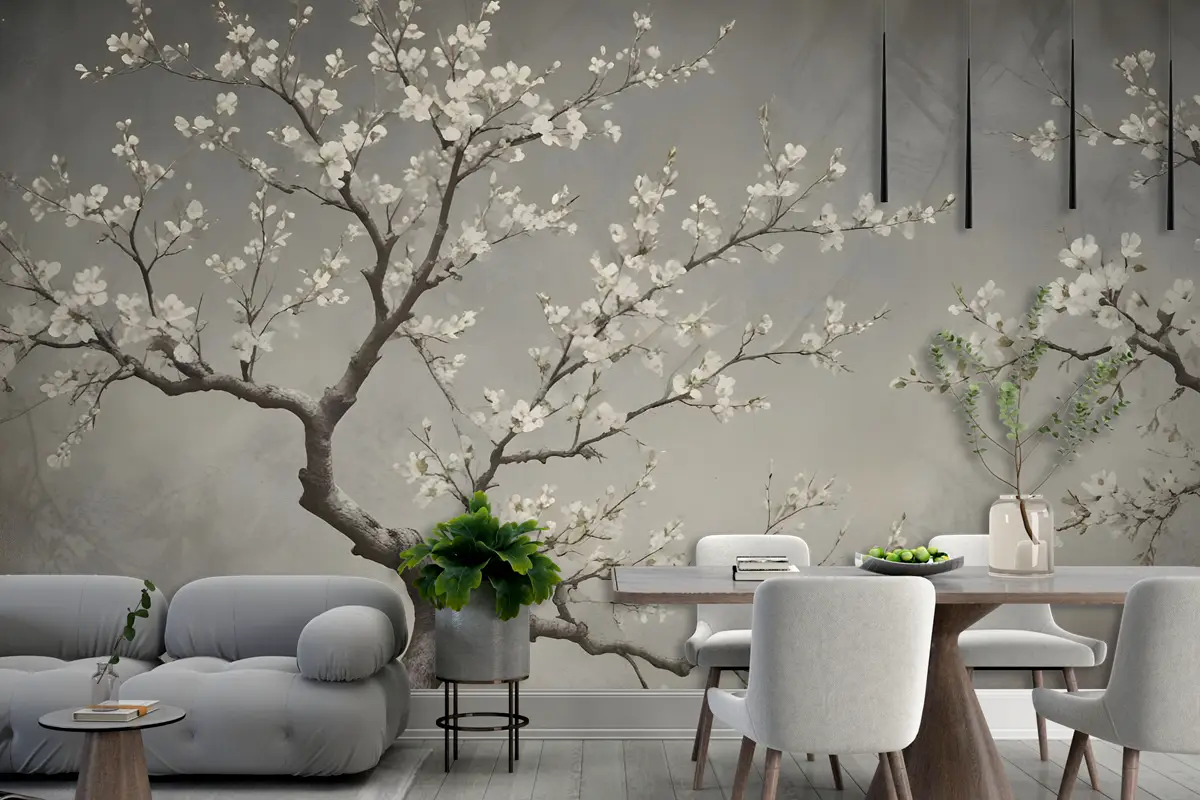 Vintage Karanlık Çiçeği Duvar Kağıdı 