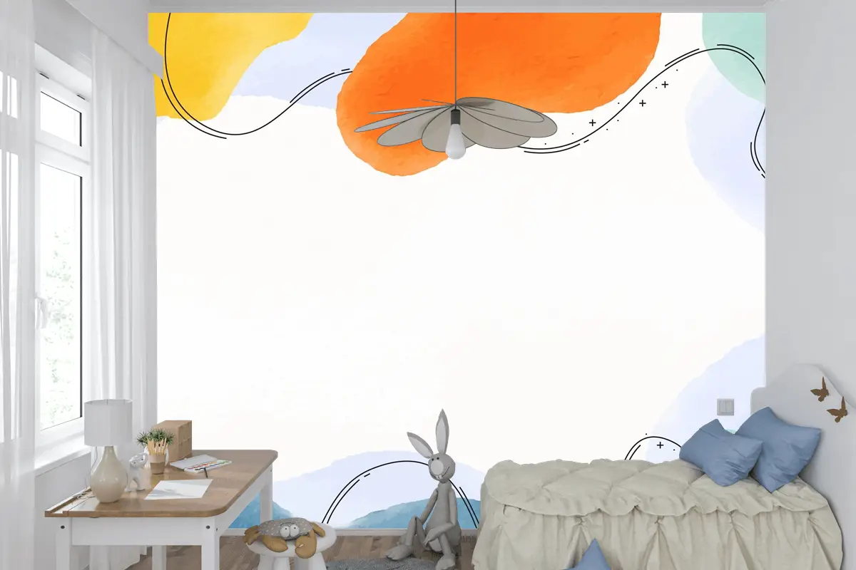 Suluboya Soyut Arka Plan Çocuk Odası Duvar Kağıdı 