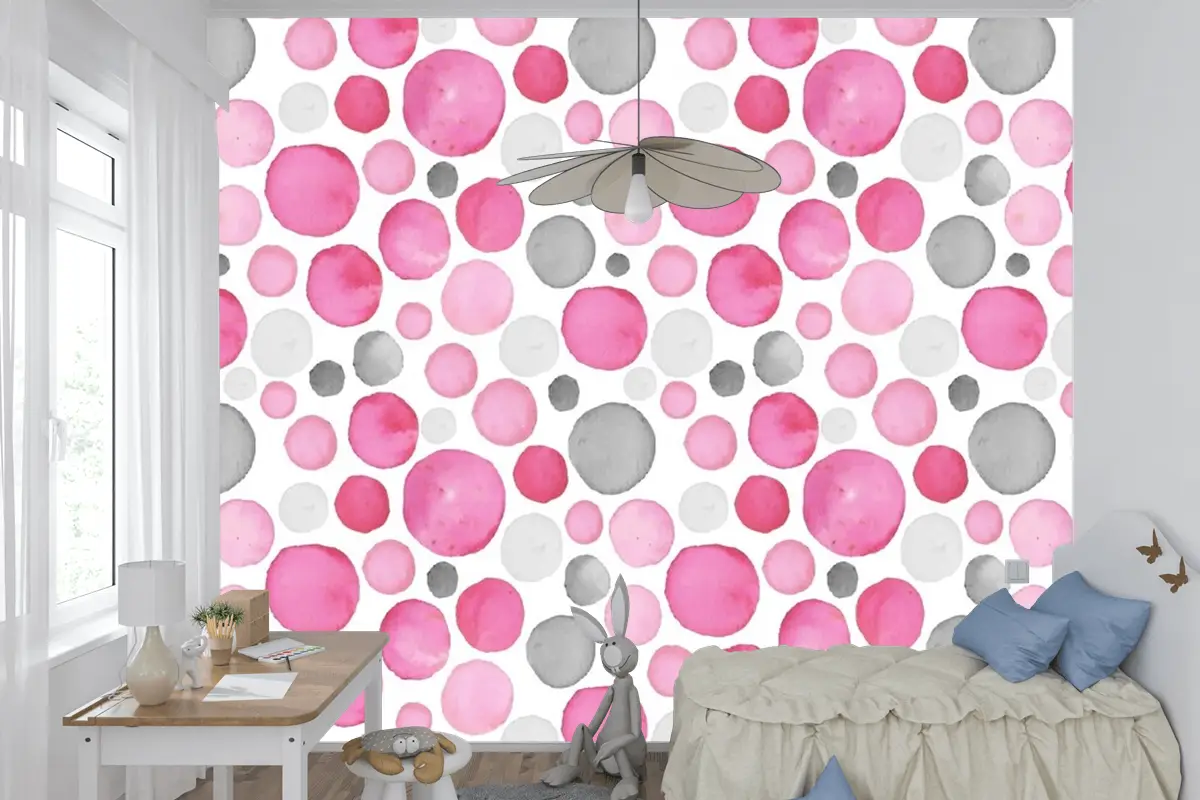 Suluboya Noktalı Desen Çocuk Odası Duvar Kağıdı 