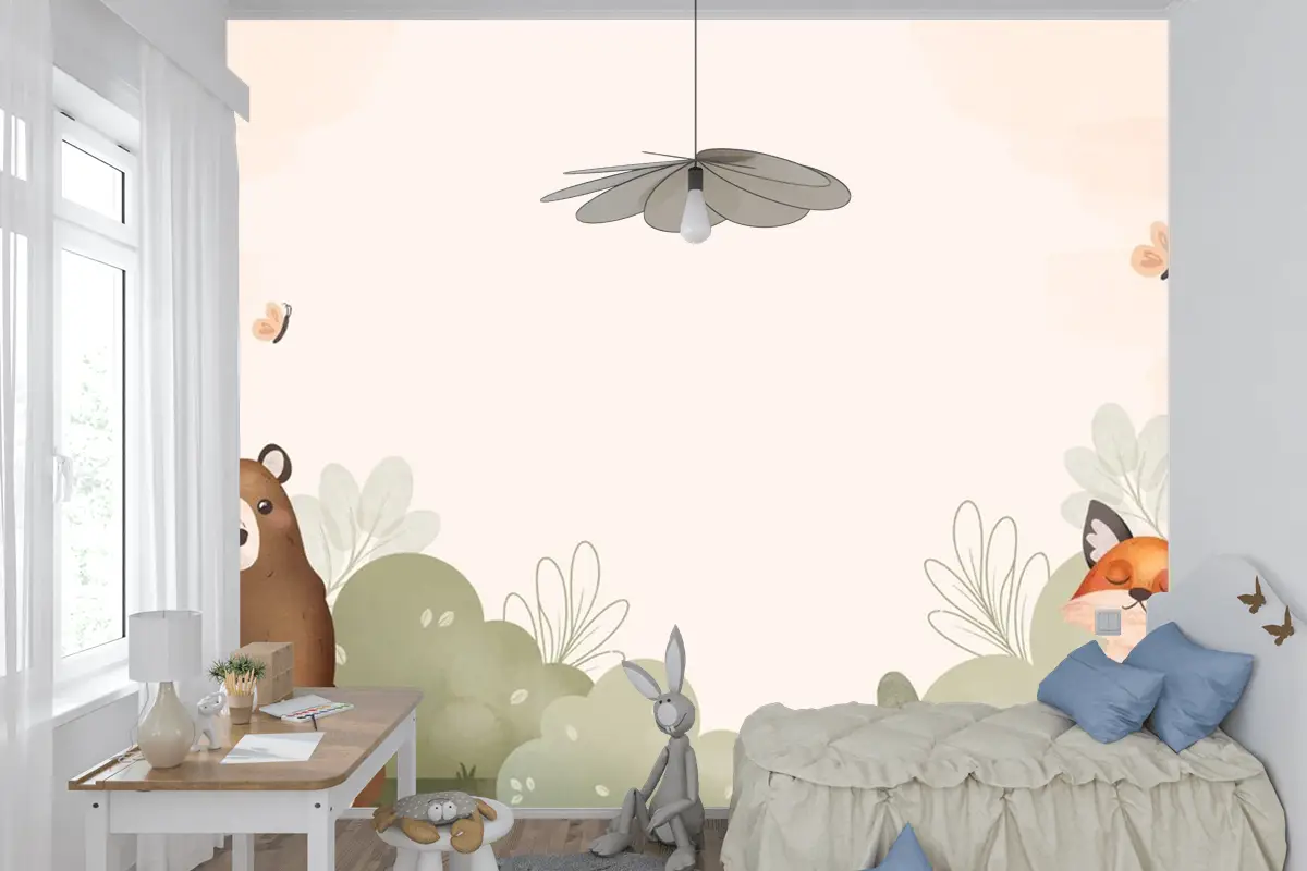 Suluboya Orman Hayvanları Çocuk Odası Duvar Kağıdı