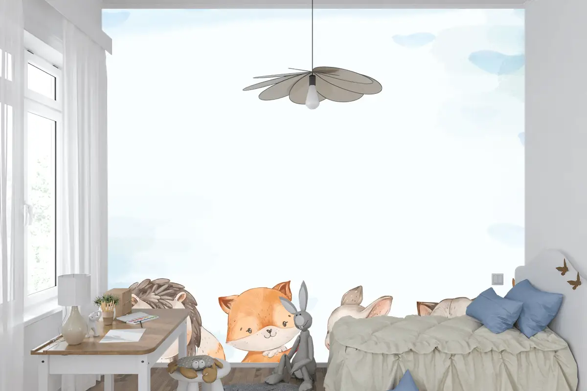 Suluboya Orman Hayvanları Çocuk Odası Duvar Kağıdı