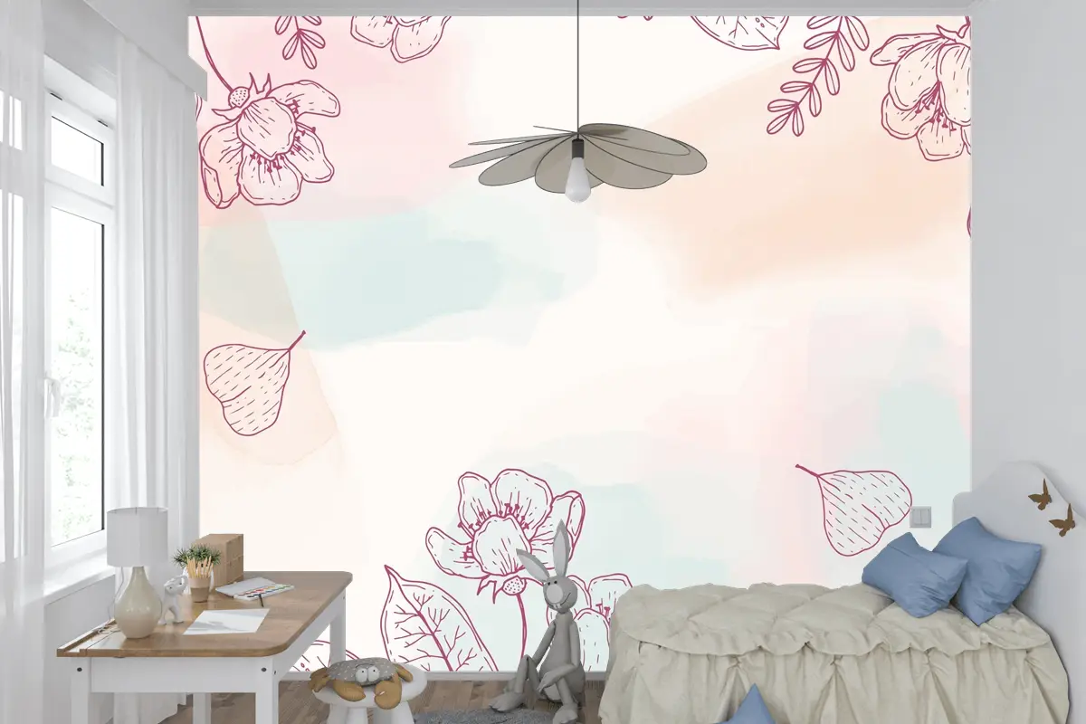 Suluboya Elle Çizilmiş Arka Plan Çocuk Odası Duvar Kağıdı 