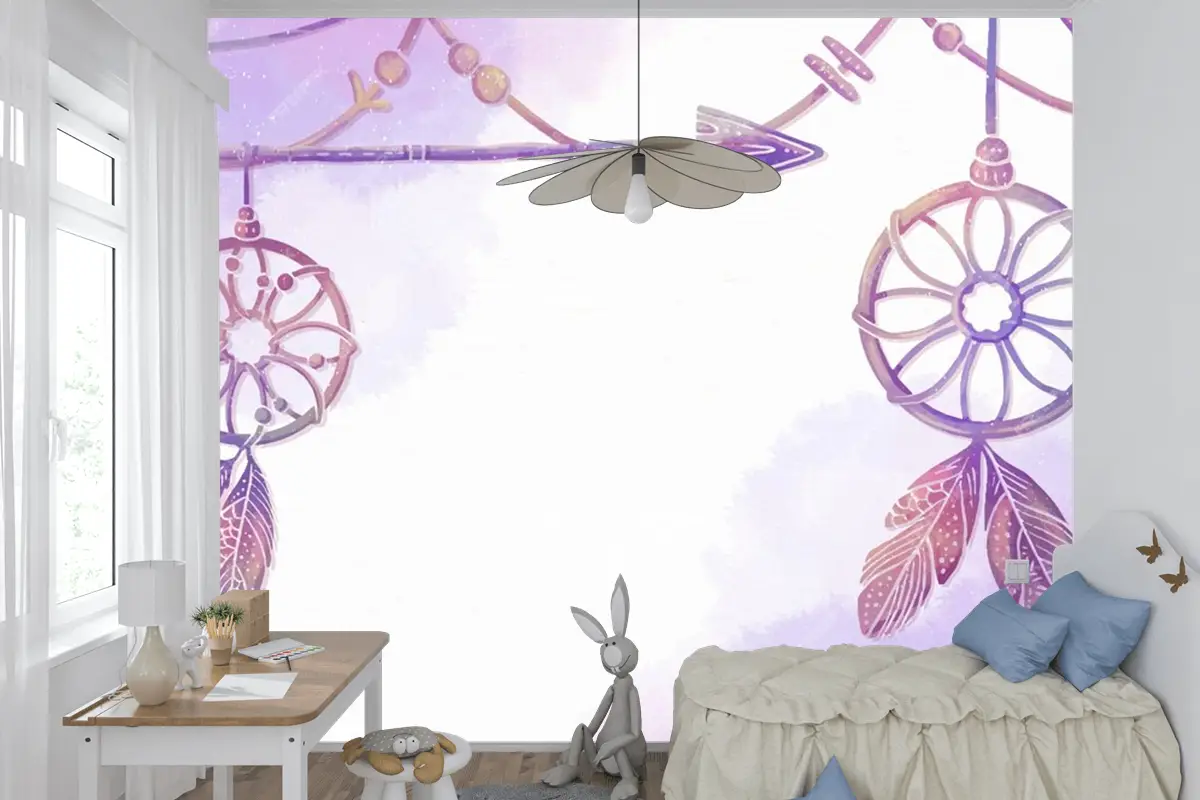 Suluboya Boyalı Boho Arka Plan Çocuk Odası Duvar Kağıdı 