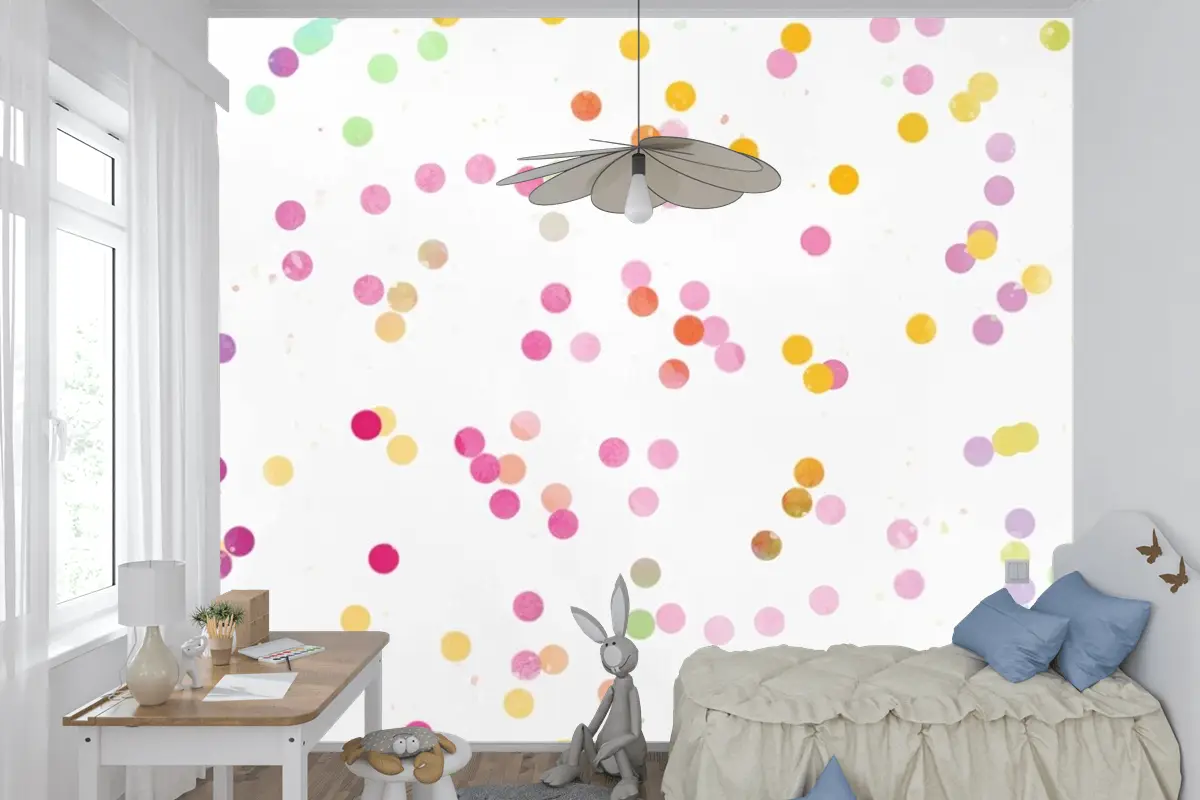 Suluboya Gökkuşağı Arka Plan Çocuk Odası Duvar Kağıdı 