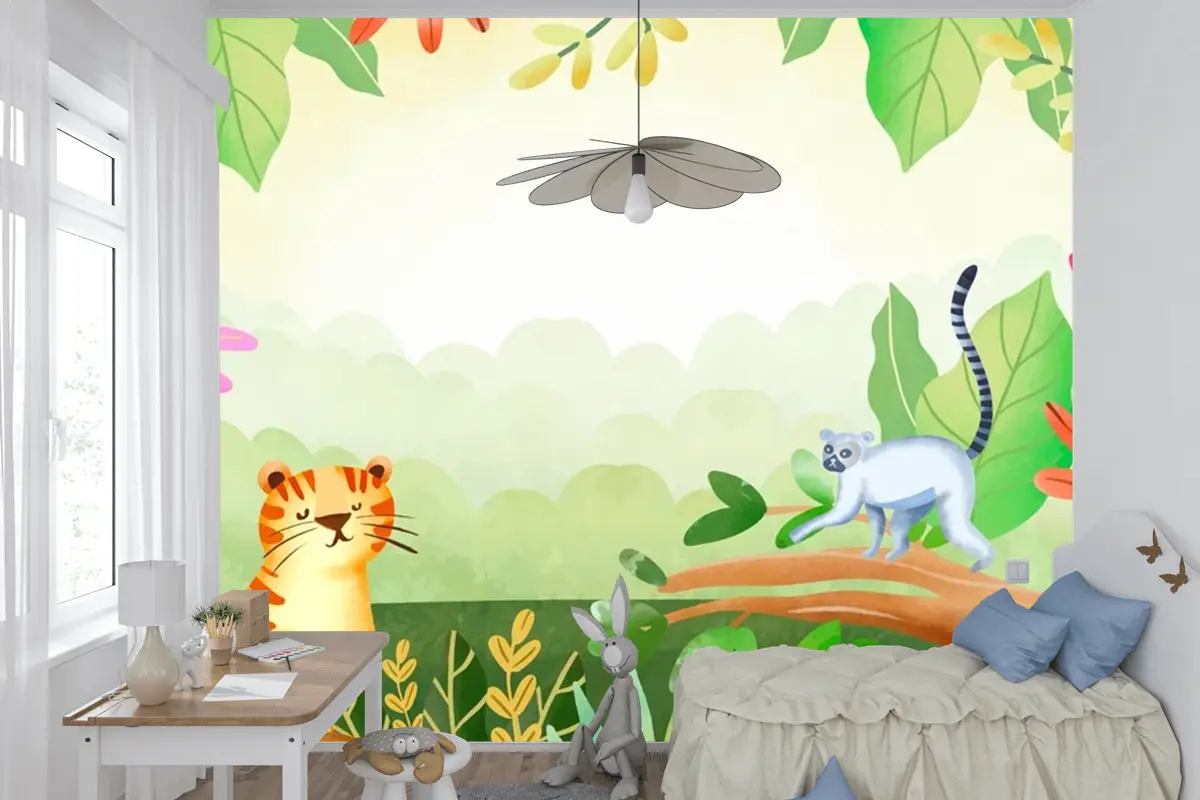 Suluboya Dünya Yaban Hayatı Günü Arka Plan Çocuk Odası Duvar Kağıdı 