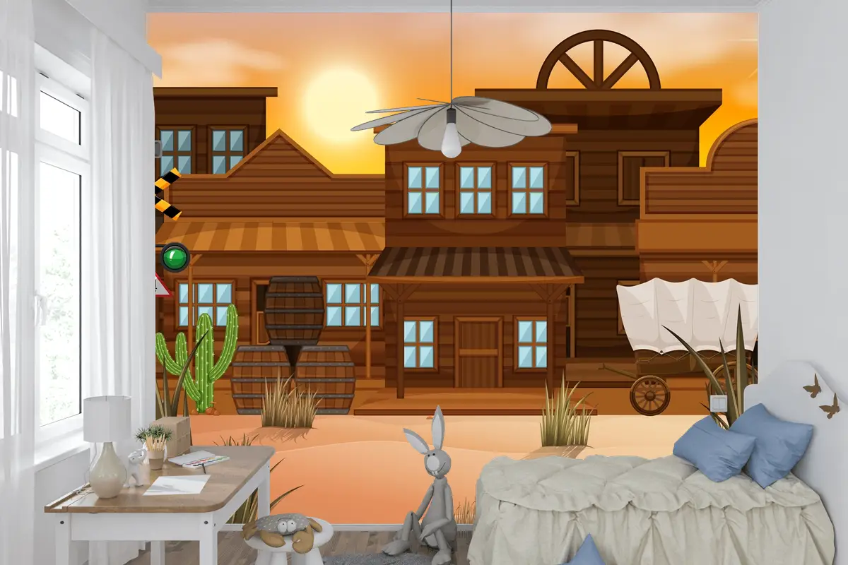 Doğada Batı Çölü Temalı Sahne Çocuk Odası Duvar Kağıdı