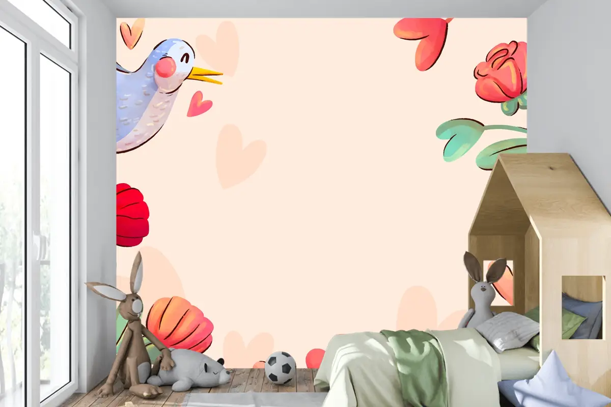 Sevgililer Günü Kutlaması İçin Suluboya Arka Plan Çocuk Odası Duvar Kağıdı