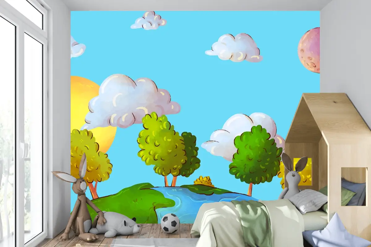 Uluslararası Orman Günü Kutlaması Çocuk Odası Duvar Kağıdı  Için Suluboya Arka Plan