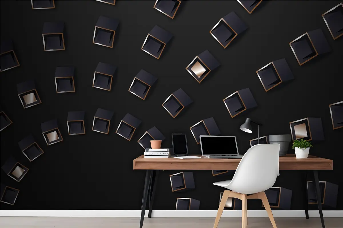 Küplerle Degrade Siyah Arka Plan Ofis Duvar Kağıdı