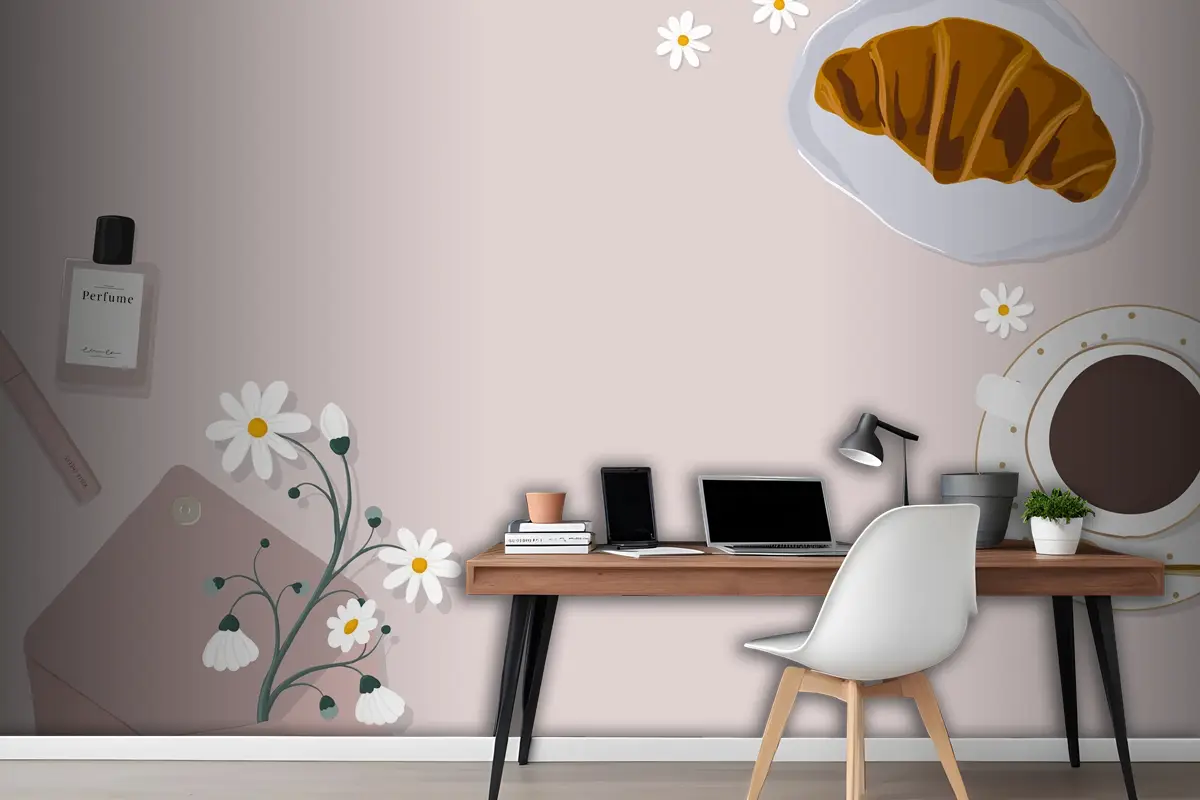 Fransız Cafe Arka Plan Kadın Yaşam Tarzı Ofis Duvar Kağıdı