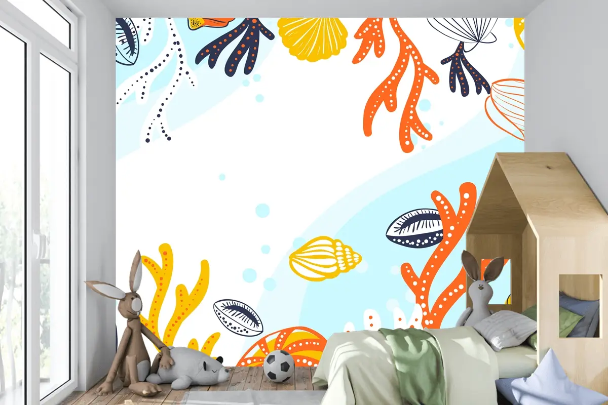 Elle Çizilmiş Su Arka Plan Çocuk Odası Duvar Kağıdı 