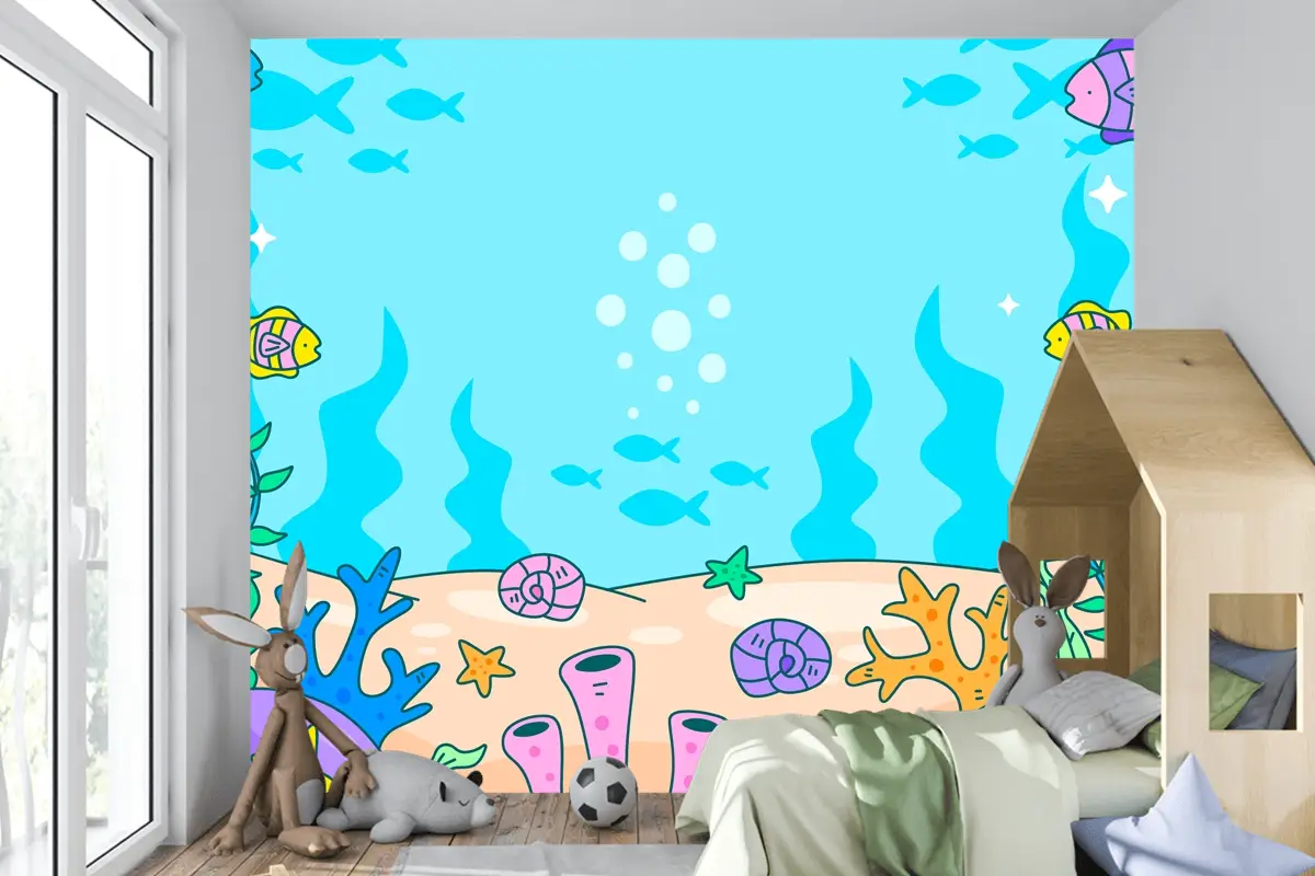 Dünya Okyanuslar Günü Elle Çizilmiş Arka Plan Çocuk Odası Duvar Kağıdı