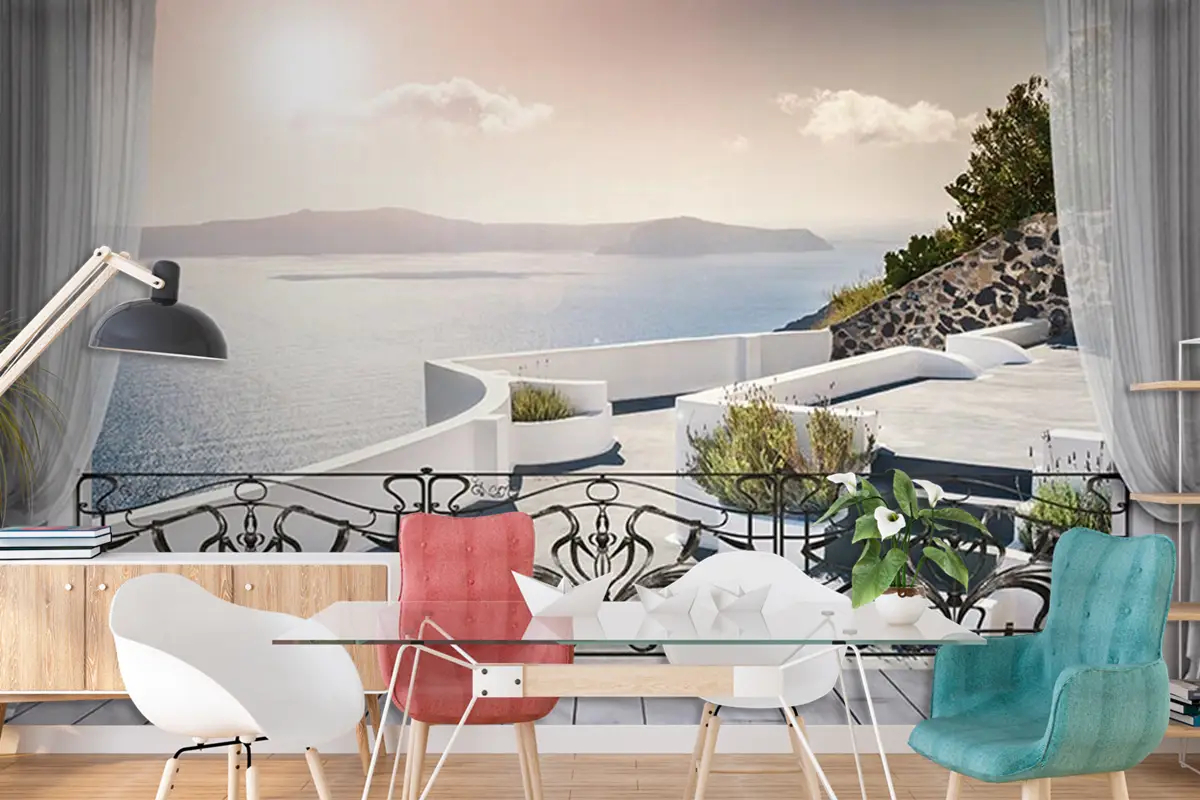 3 Boyutlu Balkon Manzarası Duvar Kağıdı