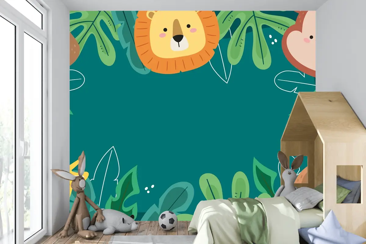 Flora Ve Fauna Çocuk Odası Duvar Kağıdı  Ile Dünya Yaban Hayatı Günü İçin Düz Arka Plan