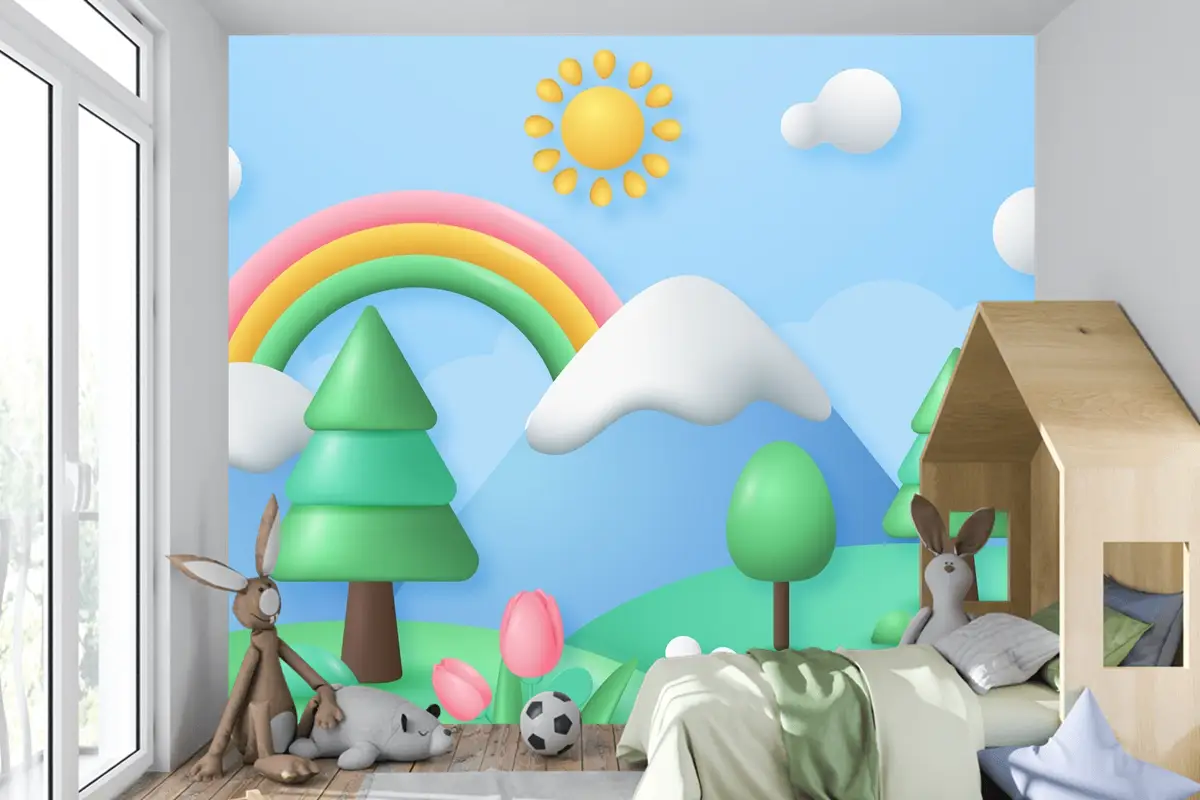 Gerçekçi Çiçek Bahar Çocuk Odası Duvar Kağıdı 