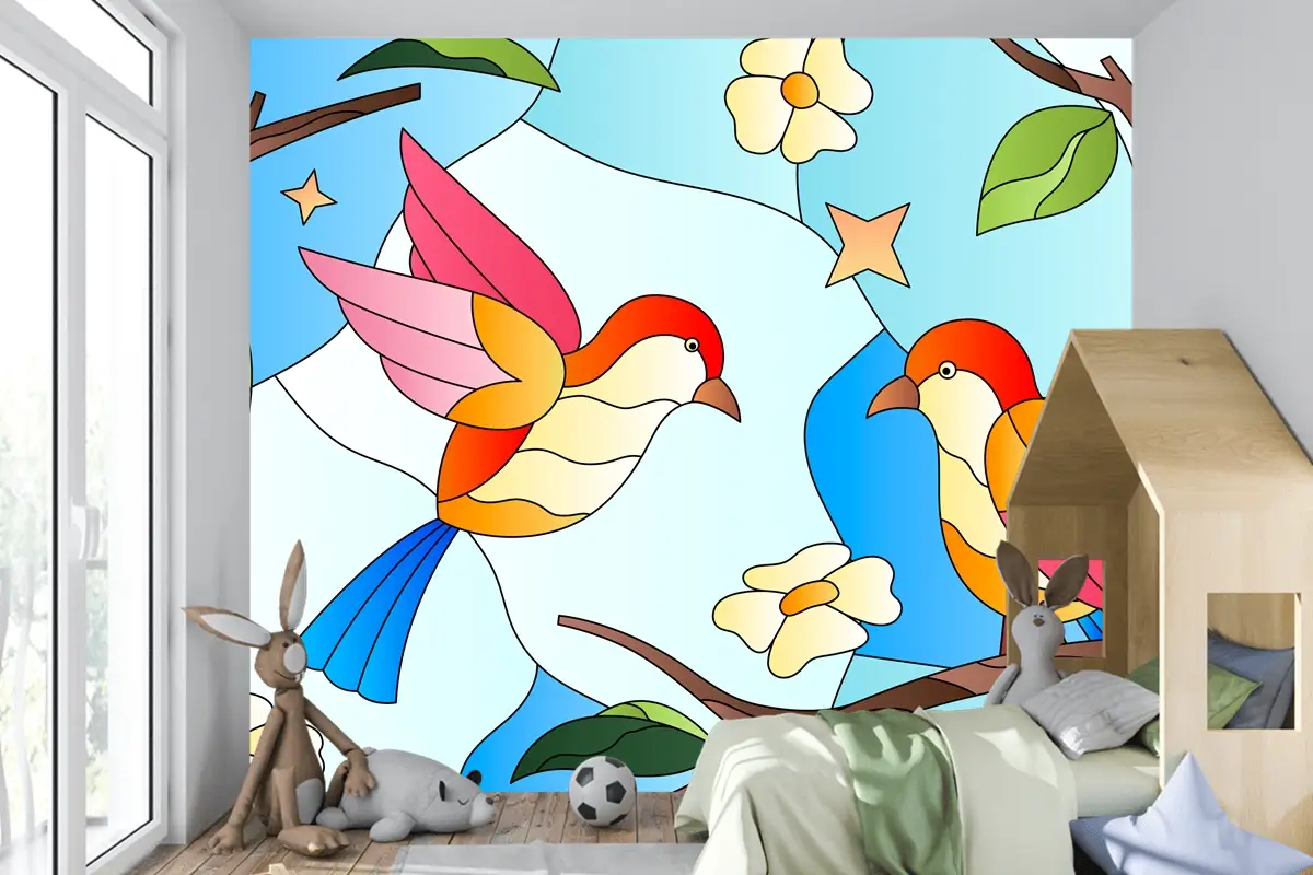 Degrade Vitray Arka Plan Çocuk Odası Duvar Kağıdı 