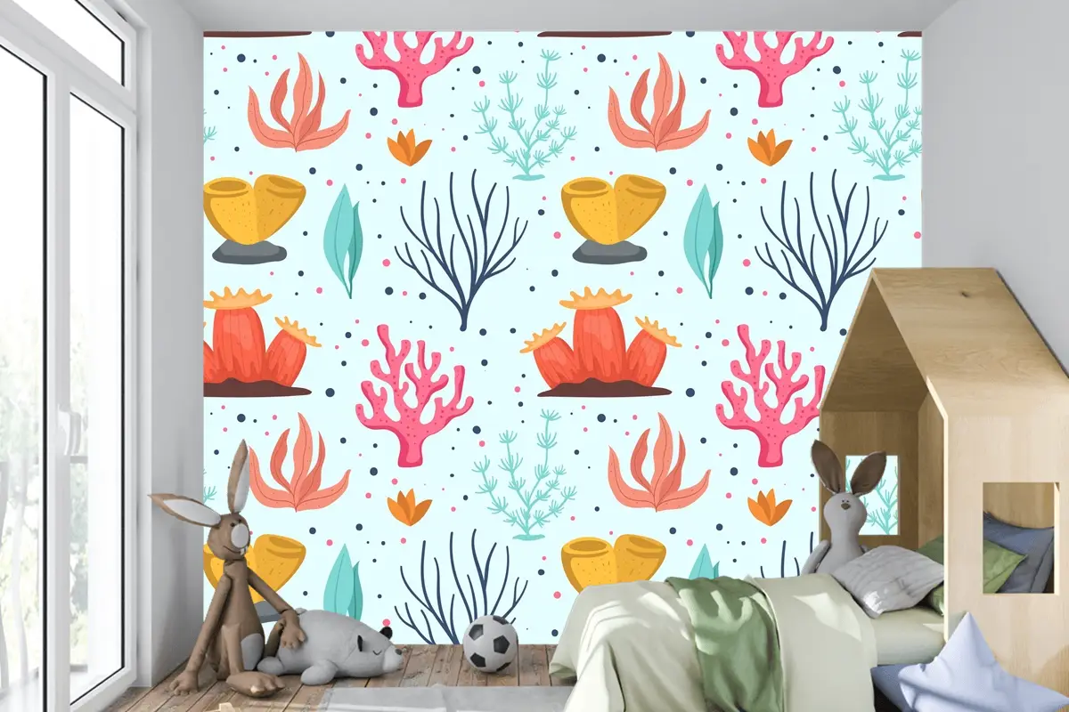 Mercan Desen Koleksiyonu Konsepti Çocuk Odası Duvar Kağıdı 