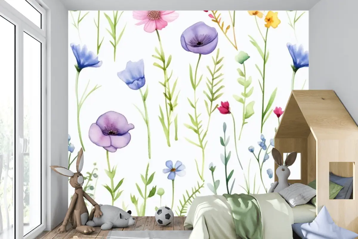 Kişiye Göre Çiçekli Çocuk Odası Duvar Kağıdı Çocuk Odası Duvar Kağıdı