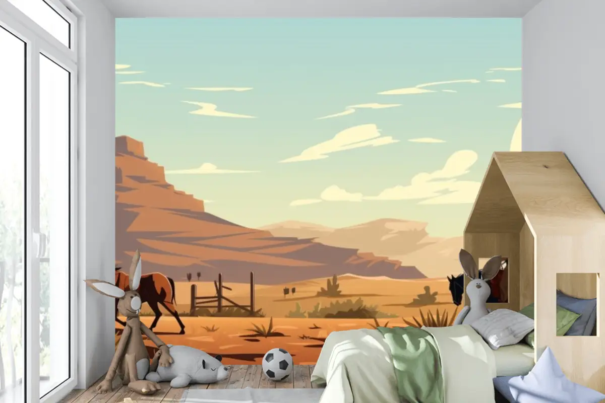 Çölde Ata Binen Adam Çocuk Odası Duvar Kağıdı