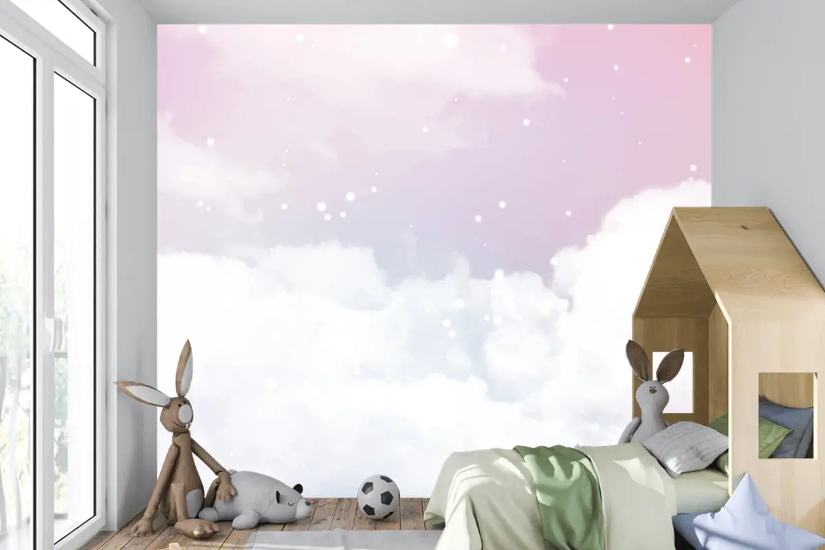 Şekerli Pamuk Şeker Bulutlu Soyut Gökyüzü Tasarım Çocuk Odası Duvar Kağıdı