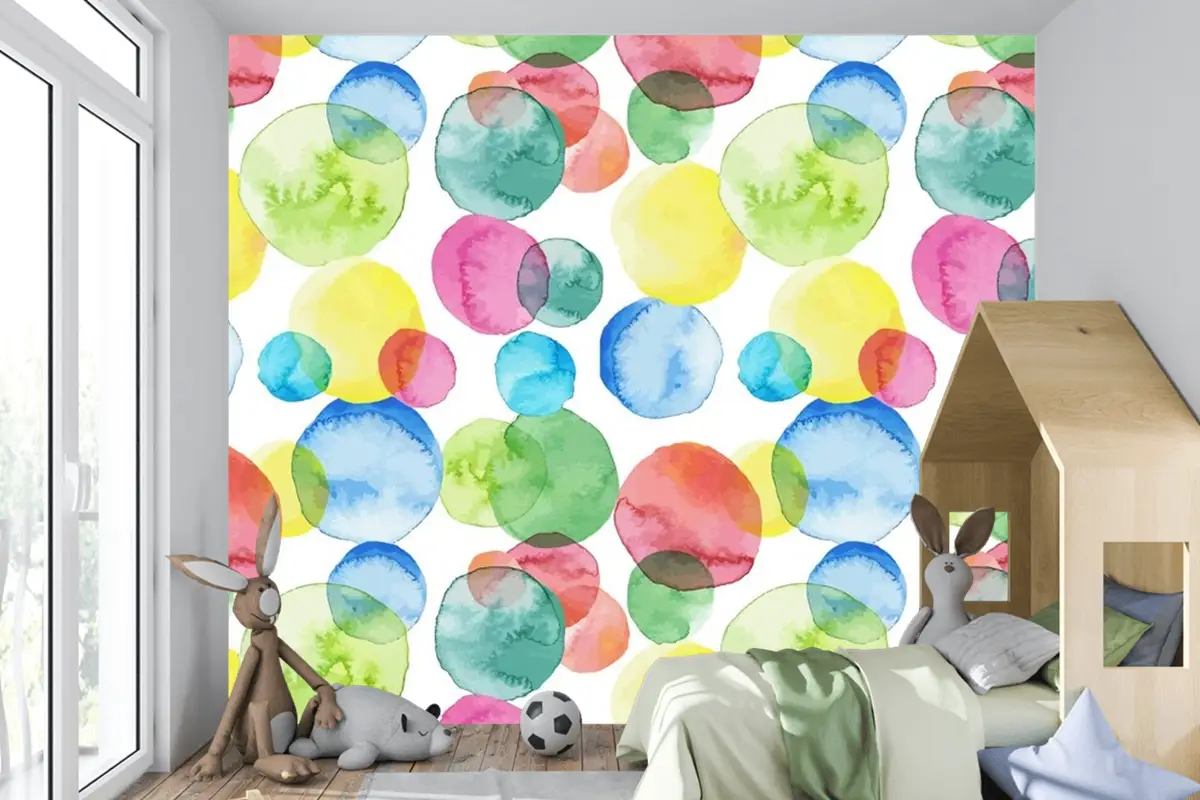 Soyut Suluboya Desen Tasarım Çocuk Odası Duvar Kağıdı 