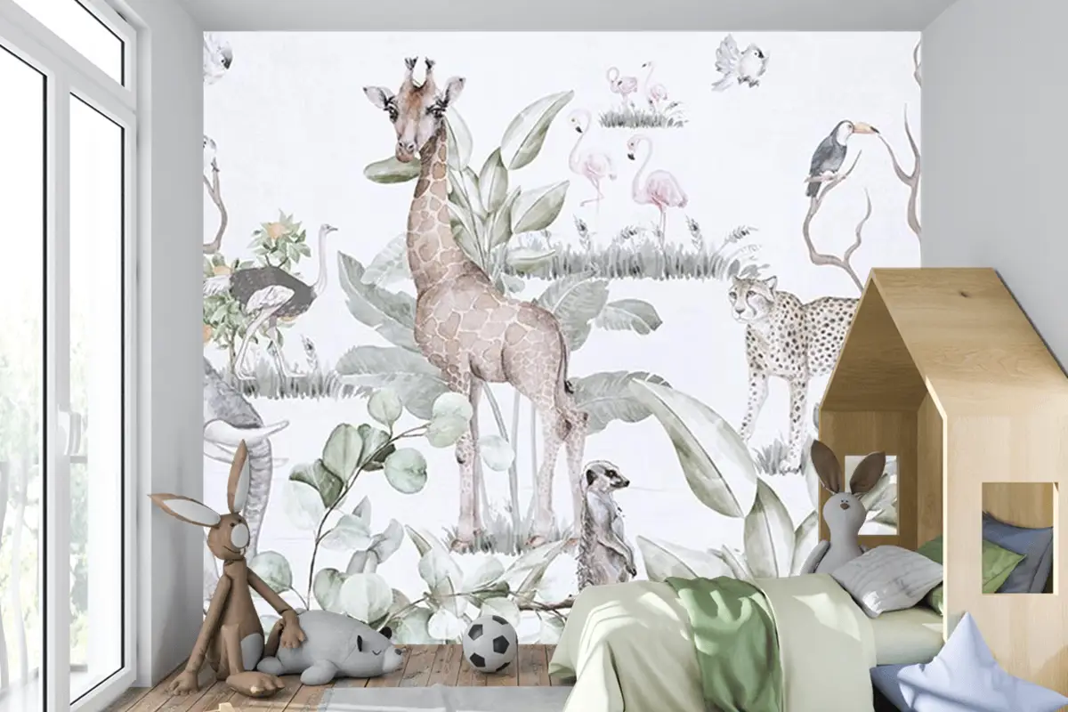 Ağaçlar Ve Yapraklar Arasında Sevimli Hayvanlar Duvar Kağıdı