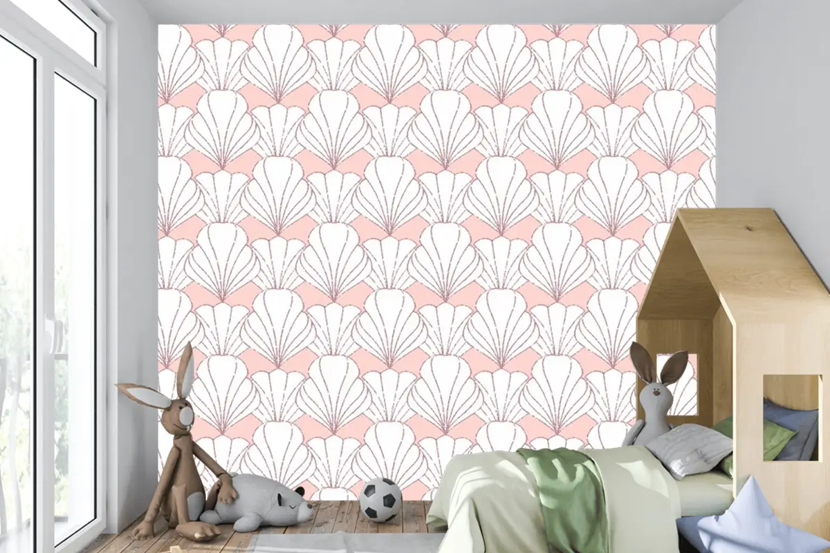 Art Deco Gül Altın Dikişsiz Desen Çocuk Odası Duvar Kağıdı