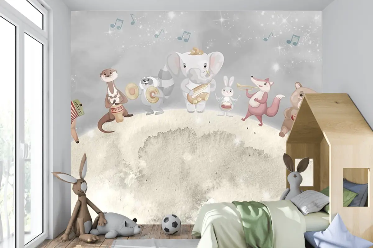 Ay Üzerinde Müzik Çalak Sevimli Hayvanlar