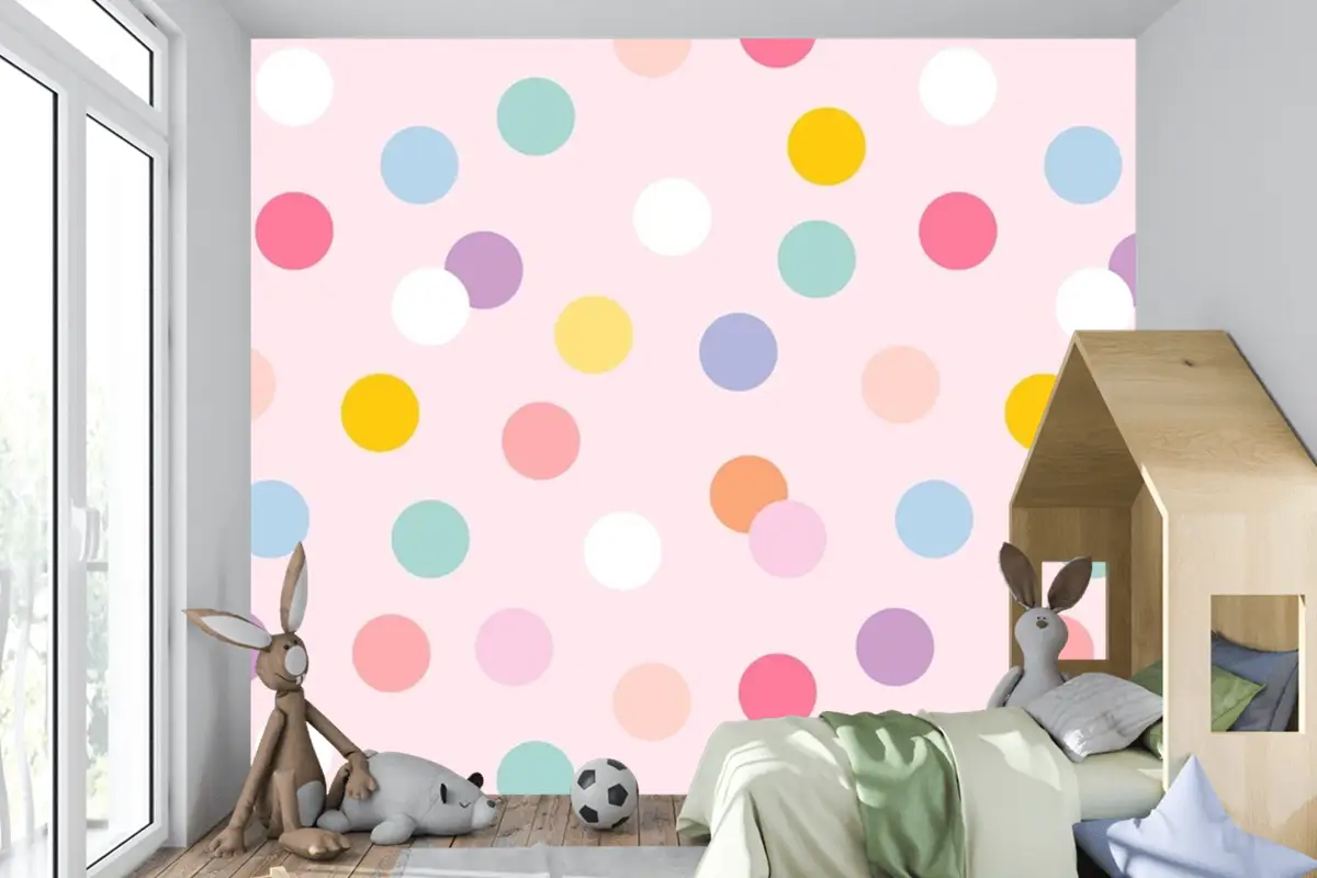 Arka Plan Sevimli Pastel Puantiyeli Dikişsiz Desen Çocuk Odası Duvar Kağıdı