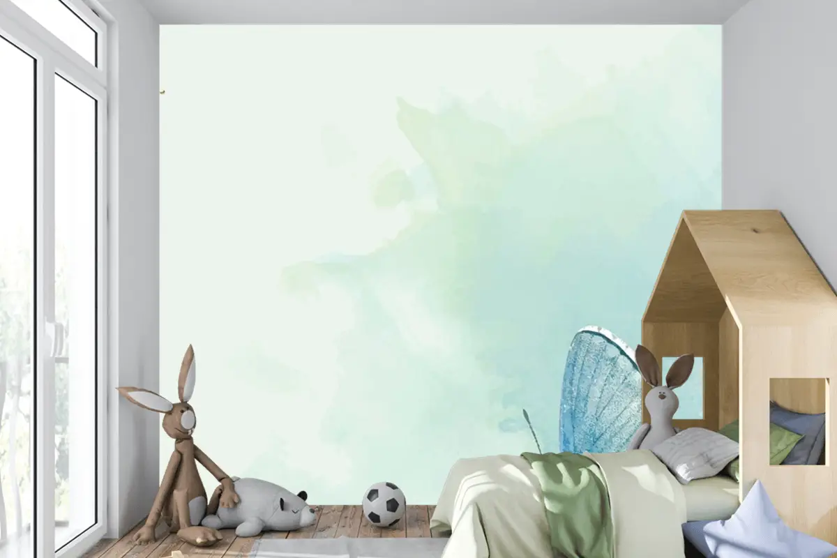 Mavi Kelebekler Desenli Arka Plan Çocuk Odası Duvar Kağıdı