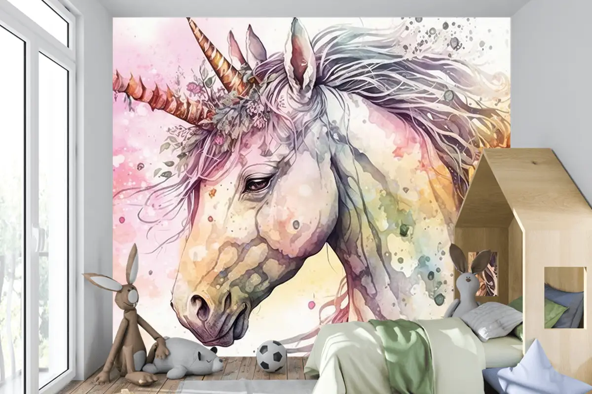 Boynuzlu At Unicorn Çocuk Odası Duvar Kağıdı