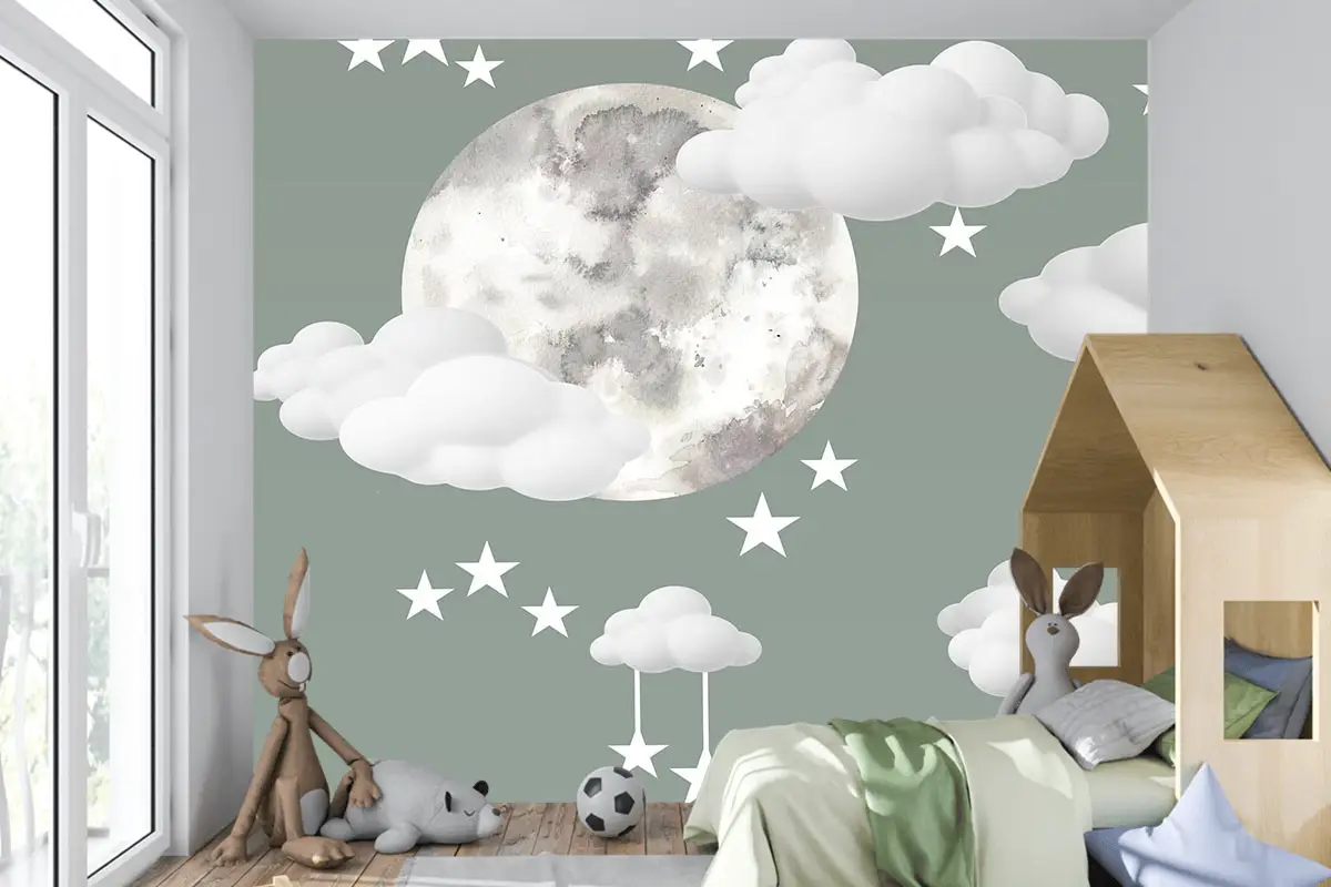 Çocuk Odası Bulutlu Bebek Odası Duvar Kağıdı