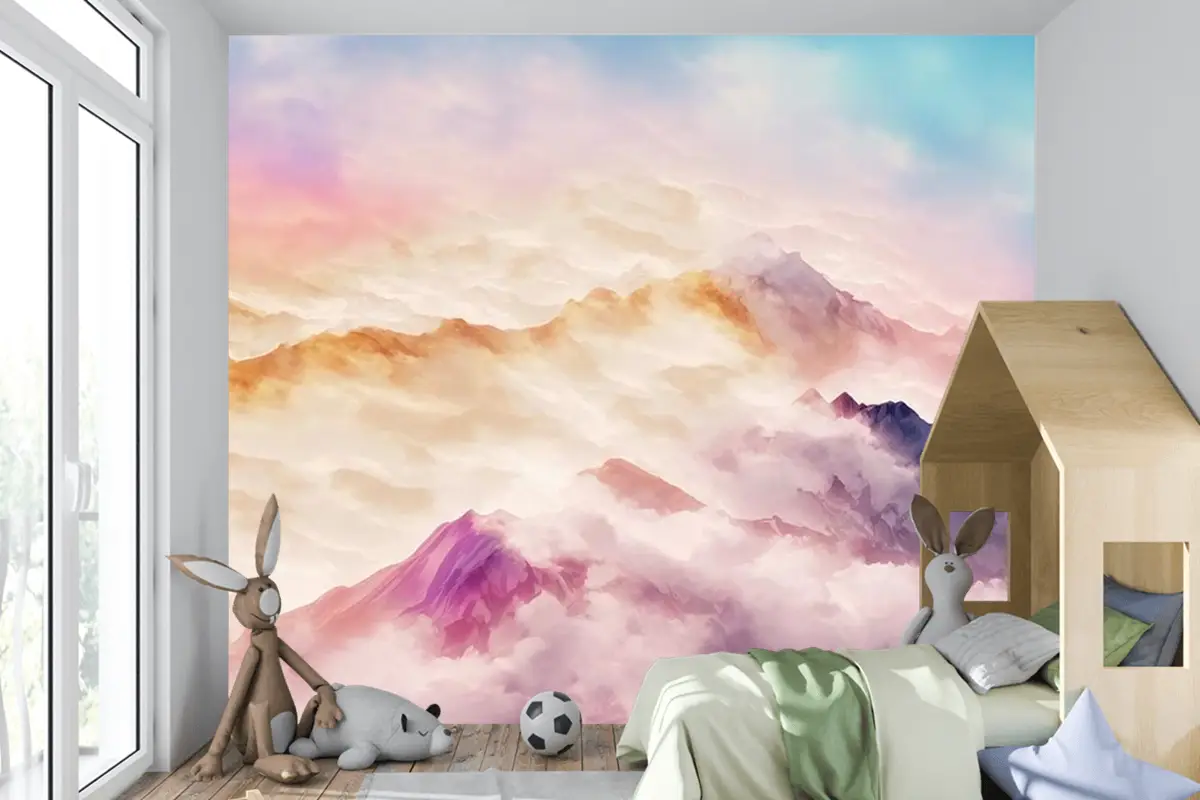Çocuk Odası Duvar Kağıdı Bulutlar Ve Dağlar