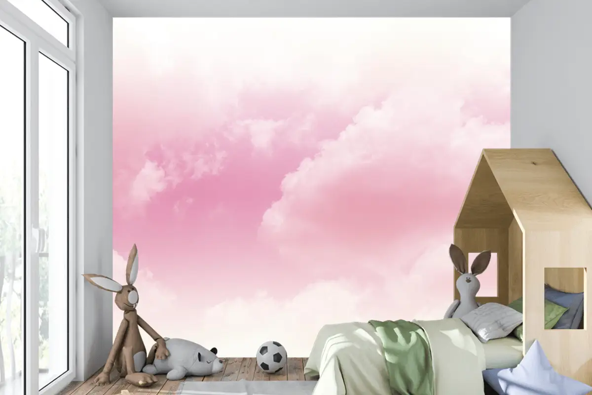 Çocuk Odası Duvar Kağıdı Pembe Bulutlar
