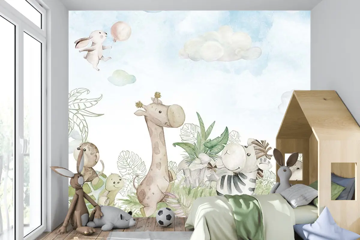 Çocuk Odası Duvar Kağıdı Sevimli Hayvanlar