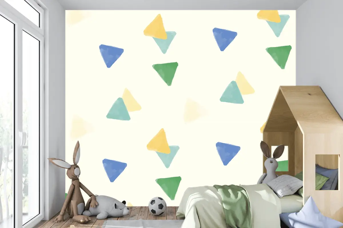Renkli Geometrik Dikişsiz Desen Tasarımı Çocuk Odası Duvar Kağıdı