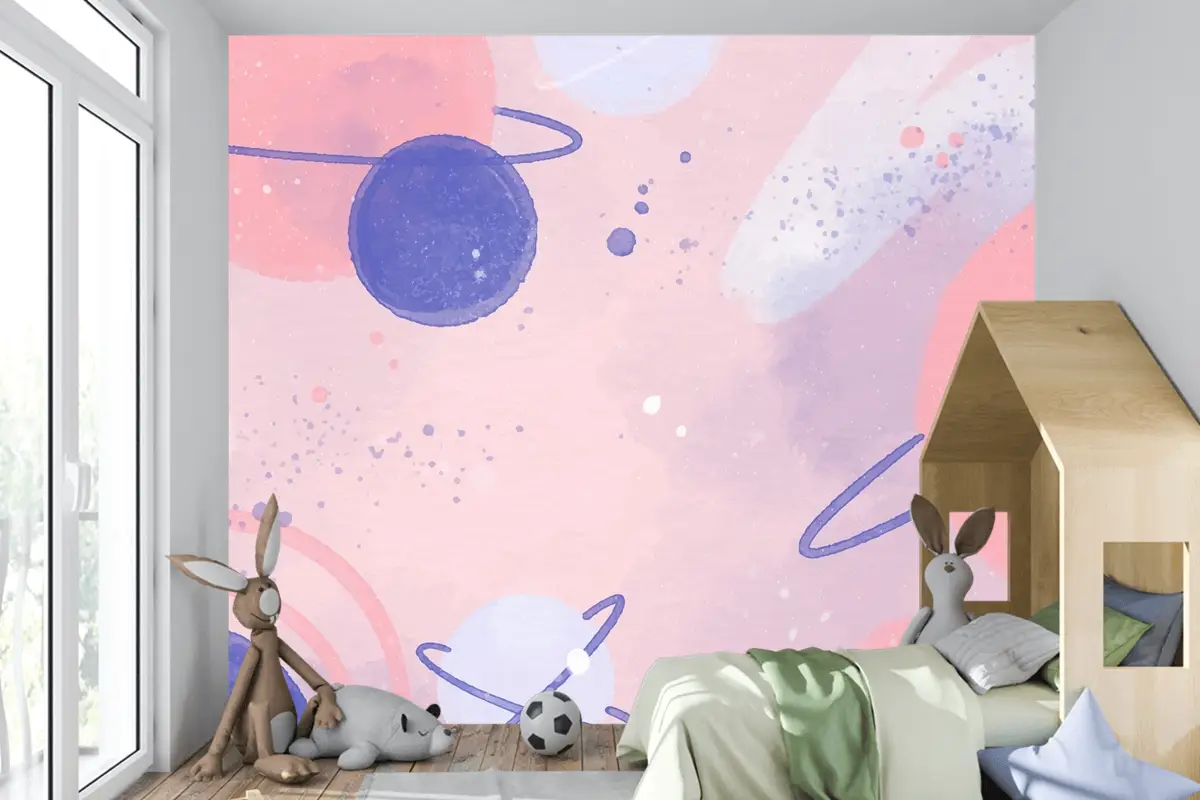 Renkli Suluboya Galaxy Çocuk Odası Duvar Kağıdı 