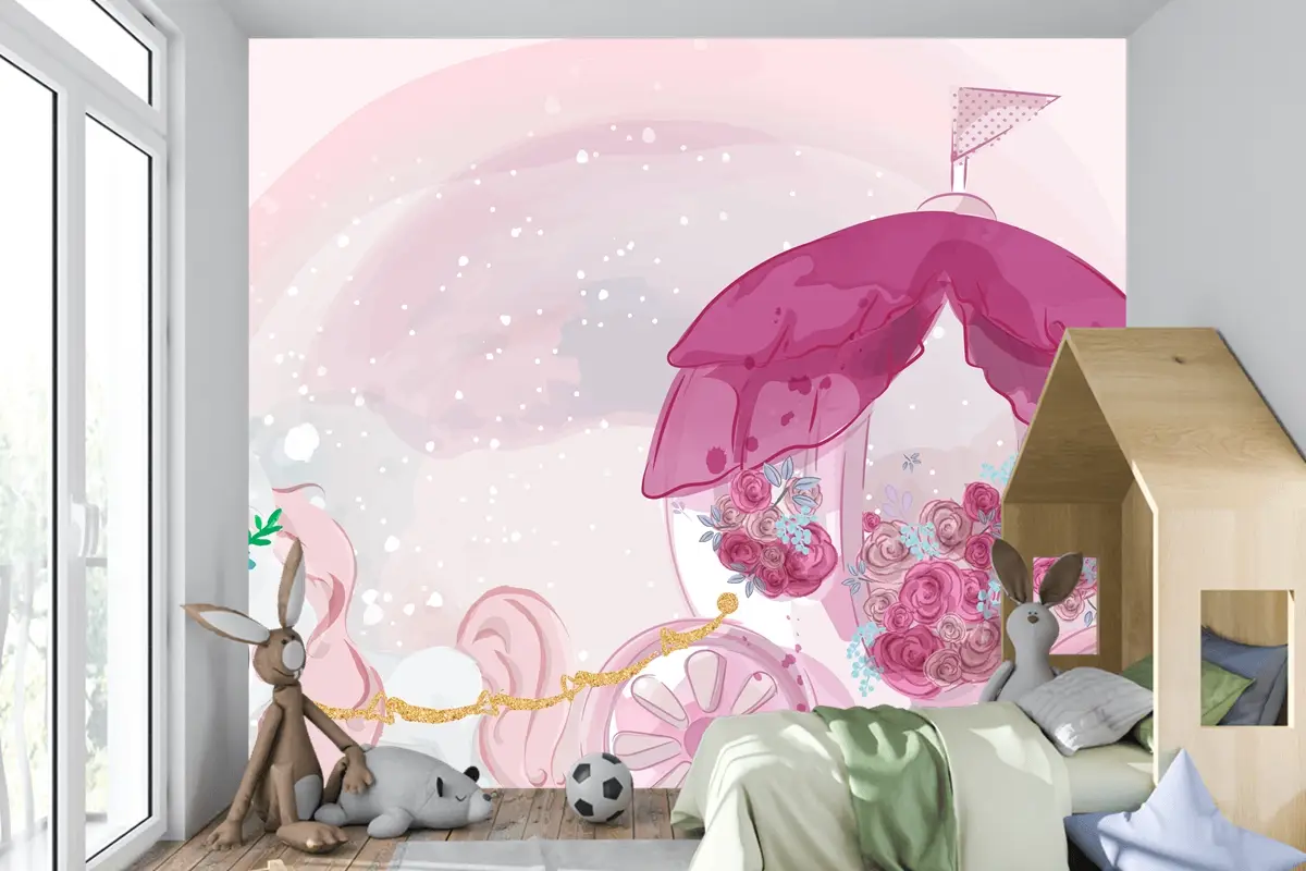 Tatlı Suluboya Tarzında Elle Çizilmiş Sevimli Bebek Tek Boynuzlu Çocuk Odası Duvar Kağıdı